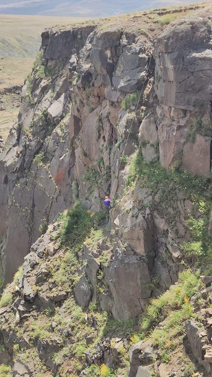 Ağrı'da kayalıklarda mahsur kalan keçiler kurtarıldı G2