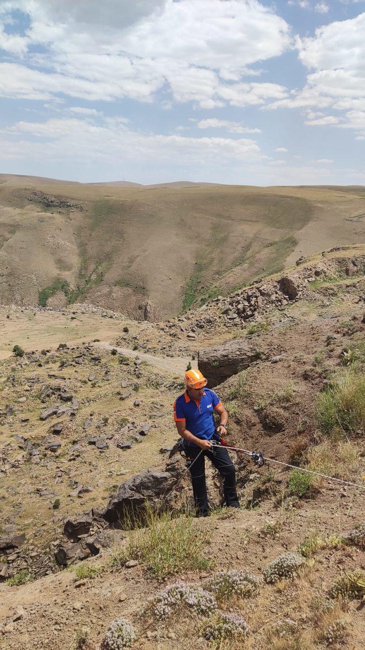 Ağrı'da kayalıklarda mahsur kalan keçiler kurtarıldı G3