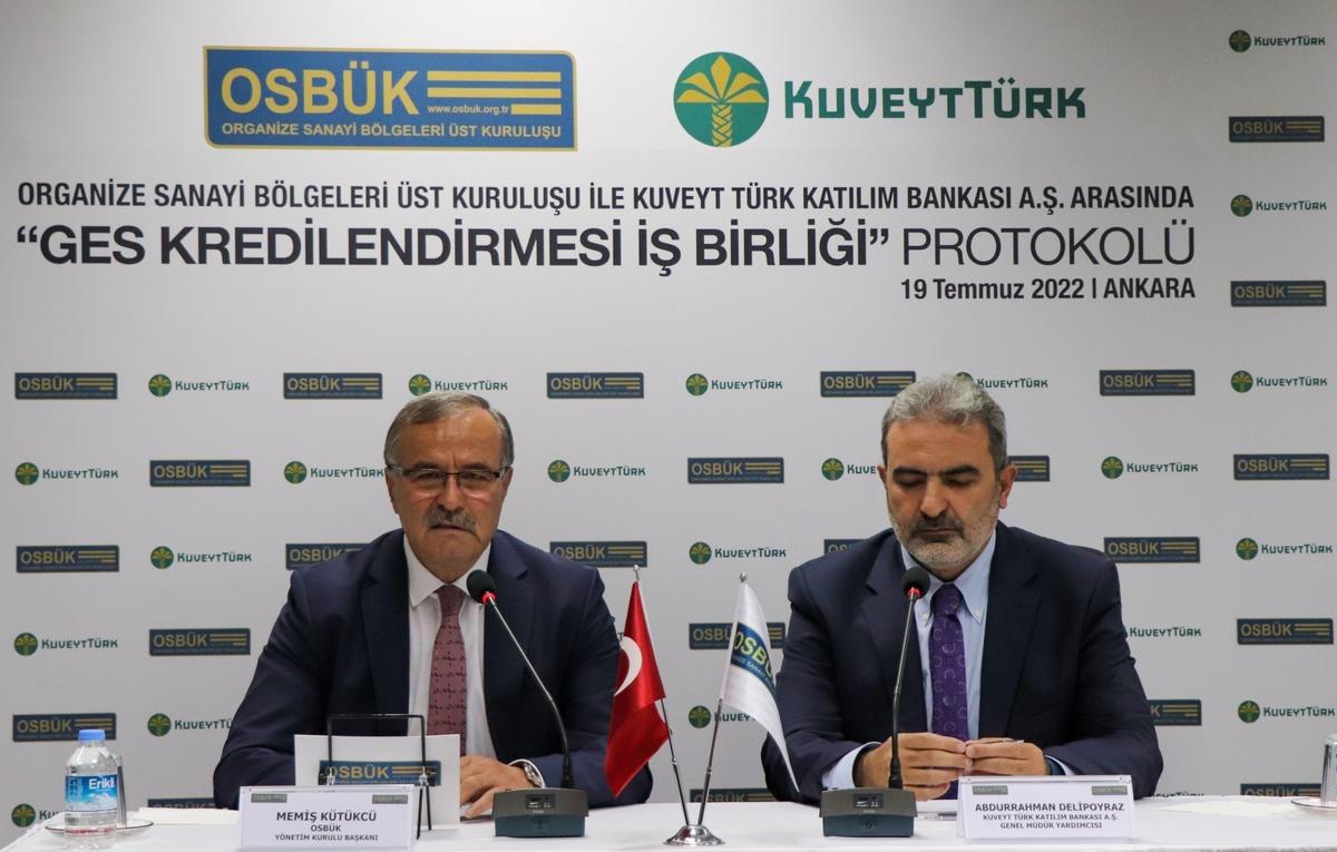 OSB&Uuml;K ile Kuveyt T&uuml;rk, OSB'lerde GES yatırımlarının finansmanı i&ccedil;in protokol imzaladı
