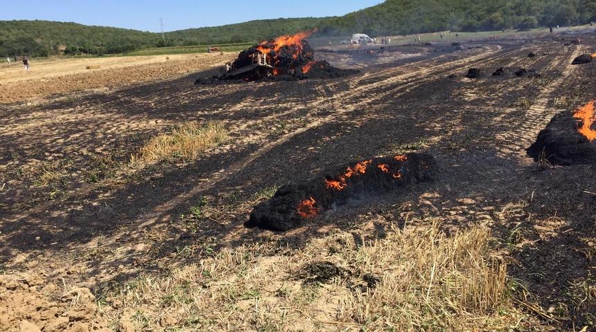 Enez'de çıkan anız yangını söndürüldü