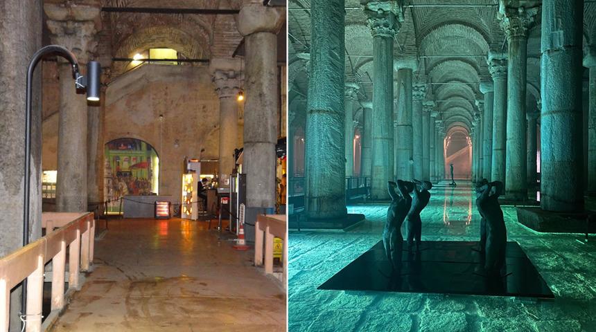 Yerebatan Sarnıcı'nda restorasyon tamamlandı! İşte eski ve yeni hali