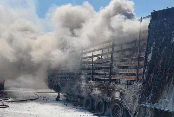 Anadolu Otoyolu'nun Bolu Dağı kesiminde tekstil malzemesi yüklü tır yandı G5