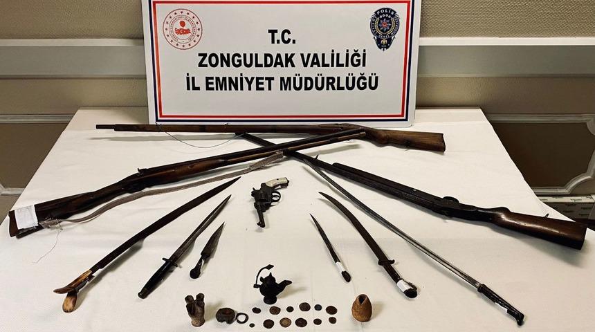 Zonguldak'ta ev ve iş yerinde tarihi eser bulunan şüpheli yakalandı