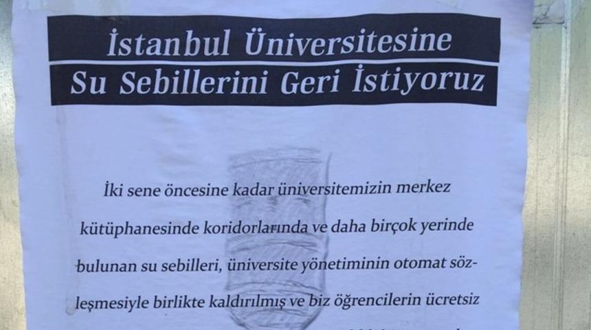 İstanbul Üniversitesi'nde su sebillerinin geri getirilmesi için kampanya başlatıldı