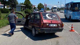 Samsun'da sürücünün ağır yaralandığı kaza güvenlik kamerasına yansıdı