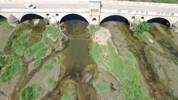 Edirne'de sıcak hava nedeniyle debisi düşen Tunca ve Meriç nehirleri dip seviyede akıyor G5