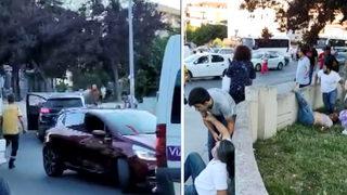 Tartıştığı kişinin üzerine otomobili sürdü: 1'i ağır 2 yaralı! Dehşet anları kamerada