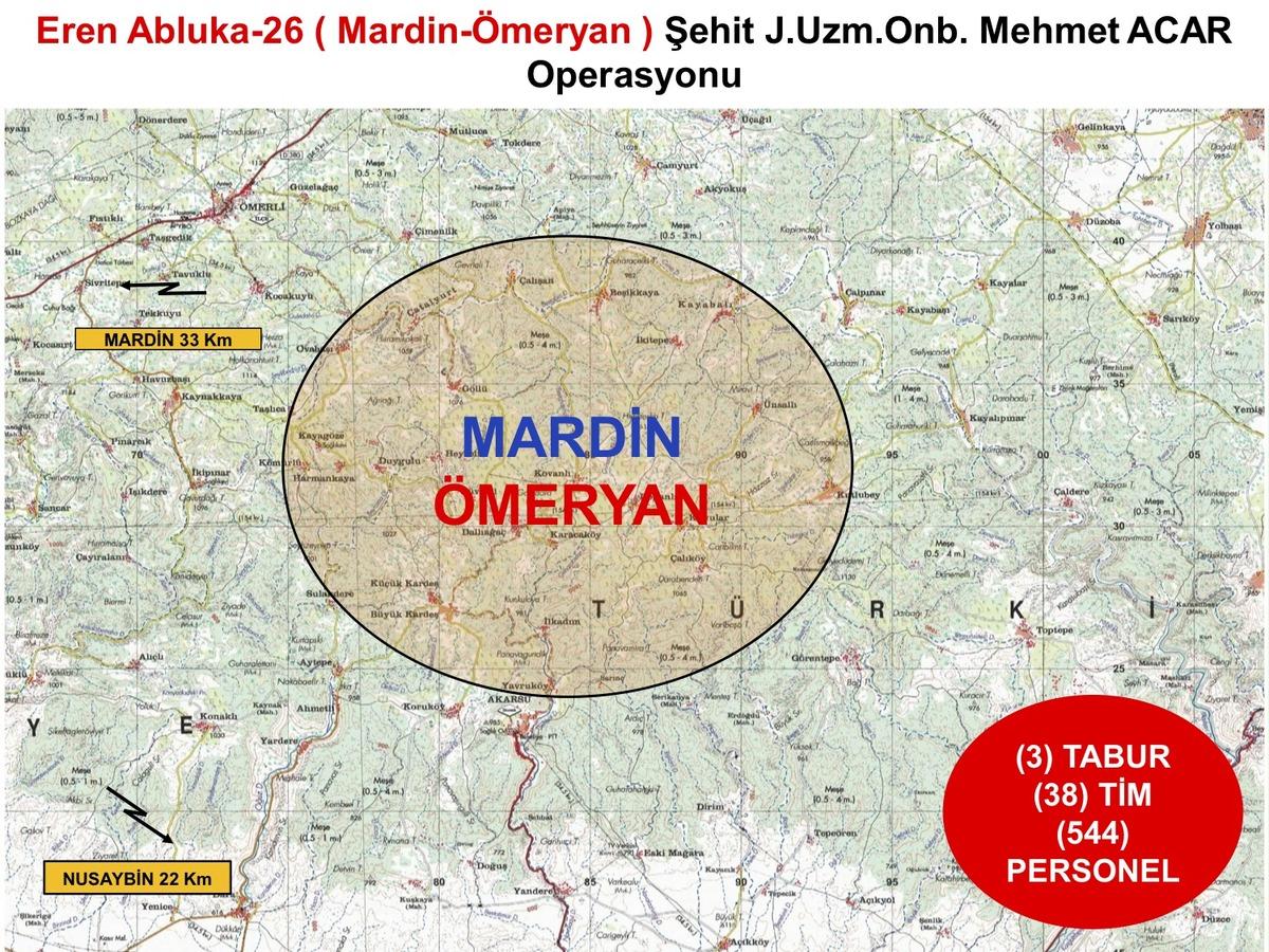 Mardin'de Eren Abluka-26 Şehit Jandarma Uzman Onbaşı Mehmet Acar Operasyonu başlatıldı