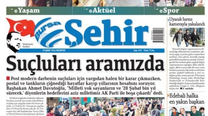 Bursa'da yerel bir gazete, logosuna Erdoğan'ı yerleştirdi