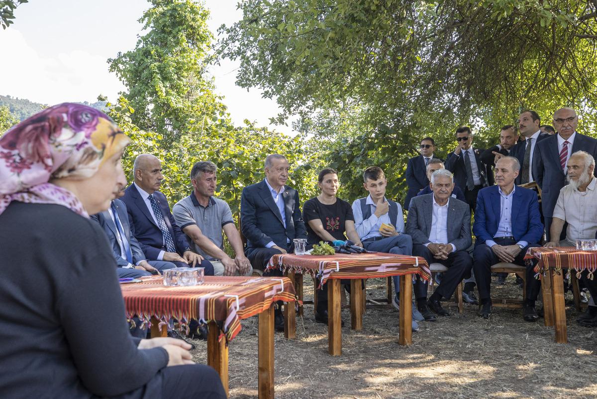 Cumhurbaşkanı Erdoğan Ordu'da fındık bah&ccedil;esinde vatandaşlarla bir araya geldi
