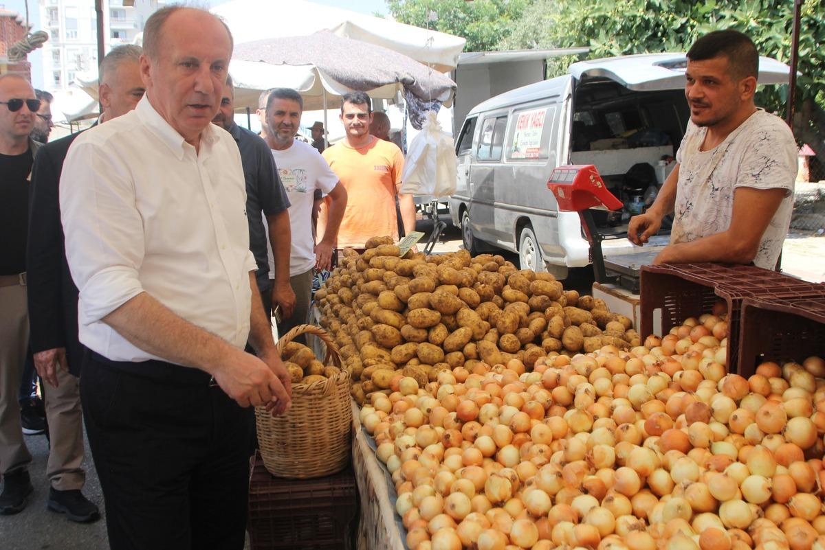 Memleket Partisi Genel Başkanı İnce, Antalya'da pazarcıları ziyaret etti: