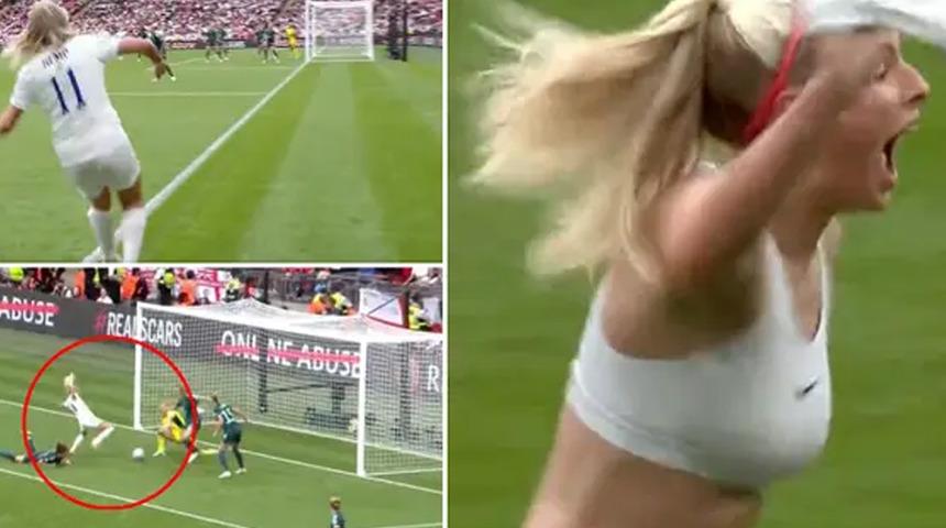 Kadın futbolcu Kelly, golü attıktan sonra heyecandan formasını çıkartınca sosyal medyada gündem oldu!