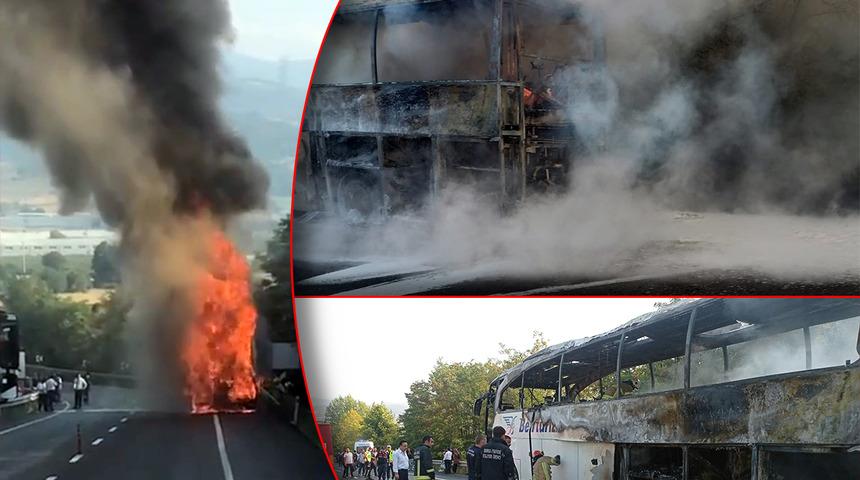 Seyir halindeki otobüste büyük panik! Yol trafiğe kapatıldı, yolcular başka otobüse bindirildi