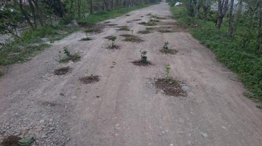 Rize’de ilginç yol protestosu