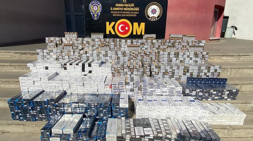 Adana'da 1500 litre sahte içki ve 15 bin 790 paket kaçak sigara ele geçirildi