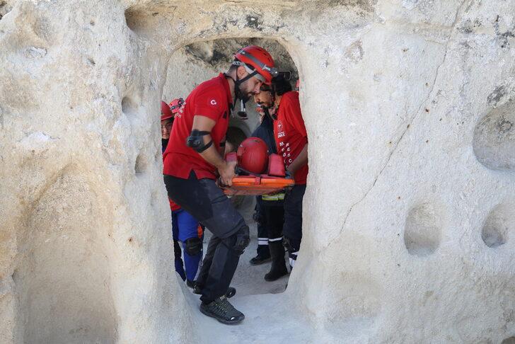 Nevşehir'de tarihi mekanda kurtarma tatbikatı yapıldı G3