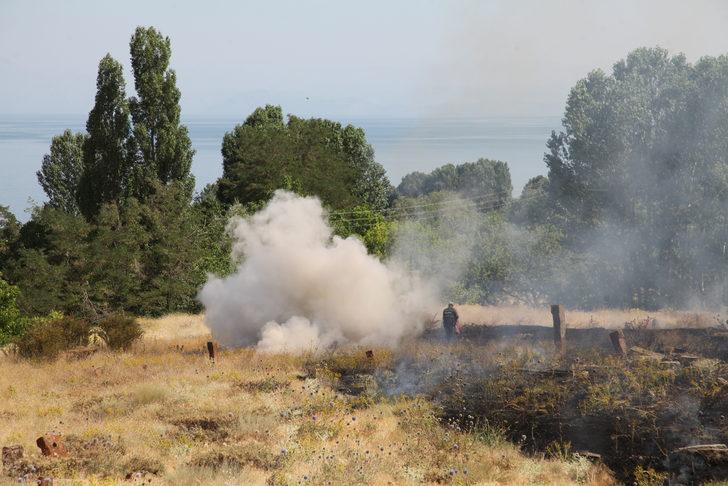 Ahlat'taki tarihi mezarlıkta çıkan yangın söndürüldü G3