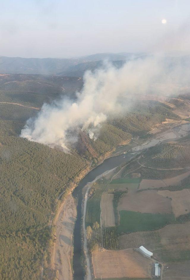 Balıkesir'de çıkan orman yangınına karadan ve havadan müdahale ediliyor