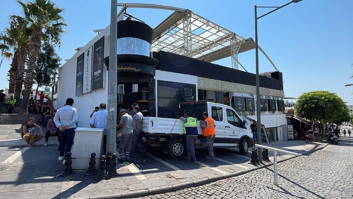 Bodrum'da kaçak gece kulübünde tahliye ve yıkım çalışması G3