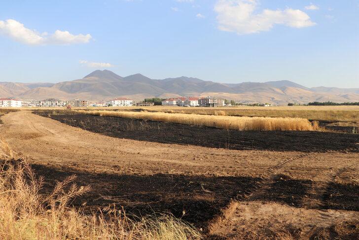 Erzurum'da 45 dönümlük buğday tarlasında çıkan yangın söndürüldü G3