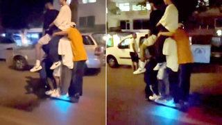 Antalya’da akılalmaz anlar! Tek kişilik skutere 6 kişi bindiler…