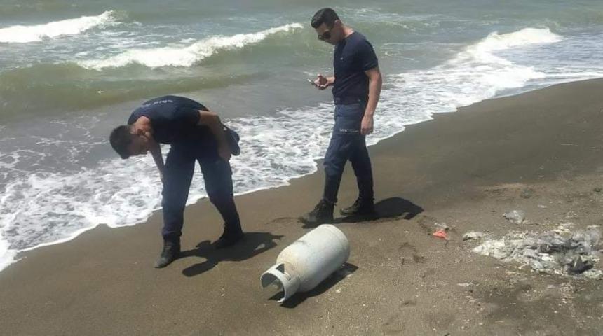 Hatay'da denizden mutfak tüpü çıktı