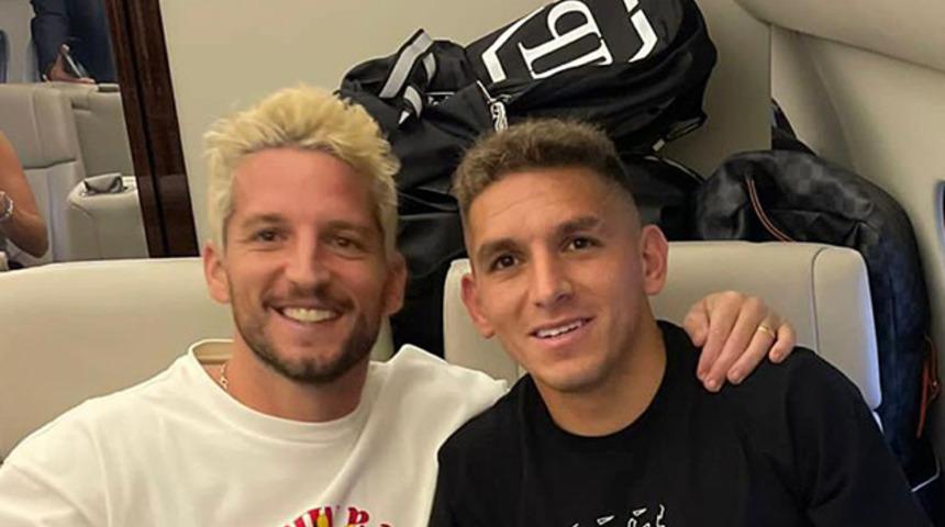 Son dakika: Mesut Özil'i solladılar! Galatasaray'ın yeni transferleri Lucas Torreira ve Dries Mertens İstanbul'a geldi!