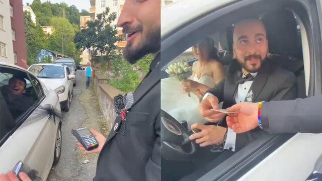 Yer: Rize! düğün konvoyunun önünü kesti, pos cihazını çıkardı