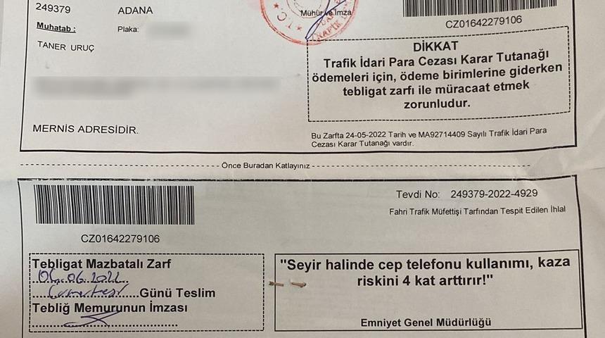 Adana'da fahri trafik müfettişinin yazdığı ceza delil olmadığı gerekçesiyle iptal edildi