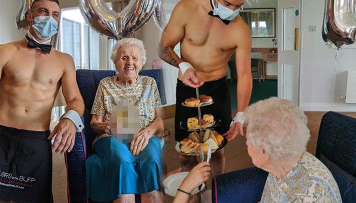 Huzurevinde yaşayan bir kadın, 106. doğum gününde çıplak garson istedi! O anlar sosyal medyada gündem oldu