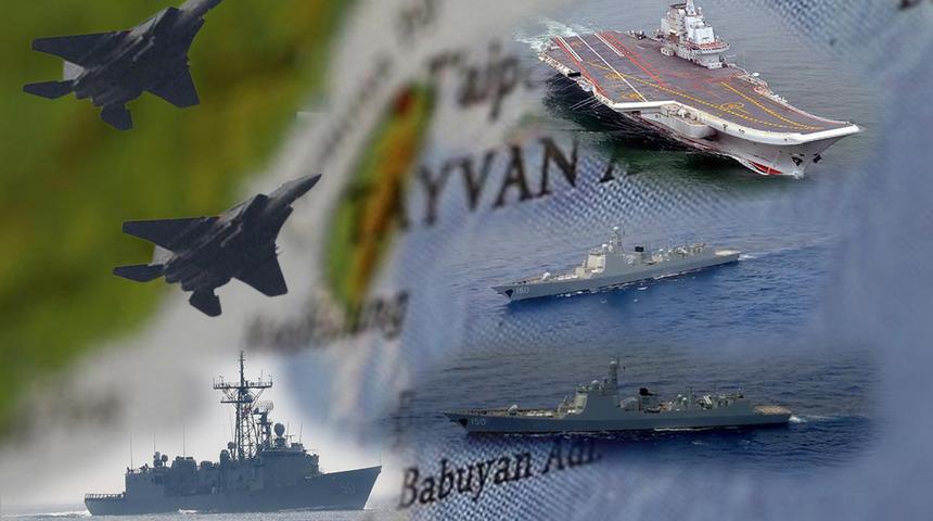 Tansiyonun y&uuml;kseldiği Tayvan-&Ccedil;in hattında hareketlilik! Adanın etrafını kuşattılar