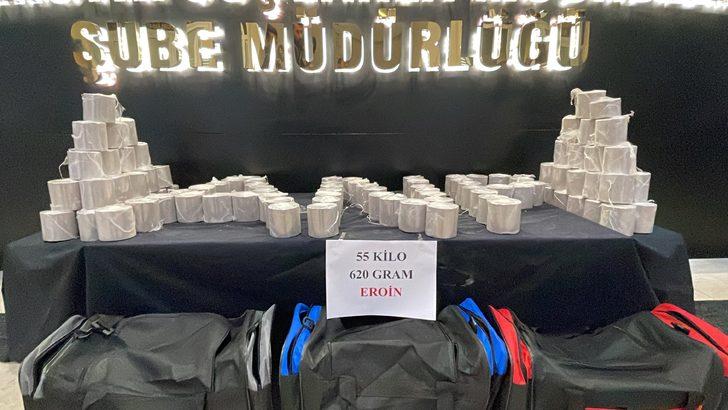 Antalya'da pirinç yüklü tırda 55 kilo 620 gram eroin ele geçirildi G2