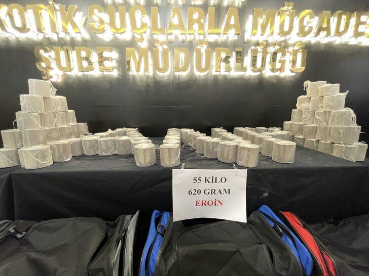 Antalya'da pirinç yüklü tırda 55 kilo 620 gram eroin ele geçirildi G3