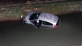 Otomobiliyle kanala uçtu