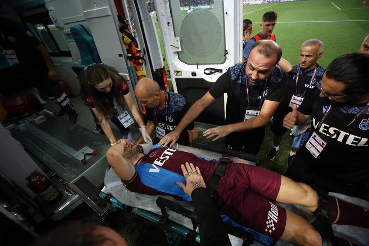 Son dakika: Trabzonspor - Hatayspor maçında talihsiz sakatlık! Edin Visca, hastaneye kaldırıldı... G1