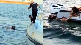 Denizde film gibi kovalamaca! Polisten kaçmak için 2 kilometre yüzdü