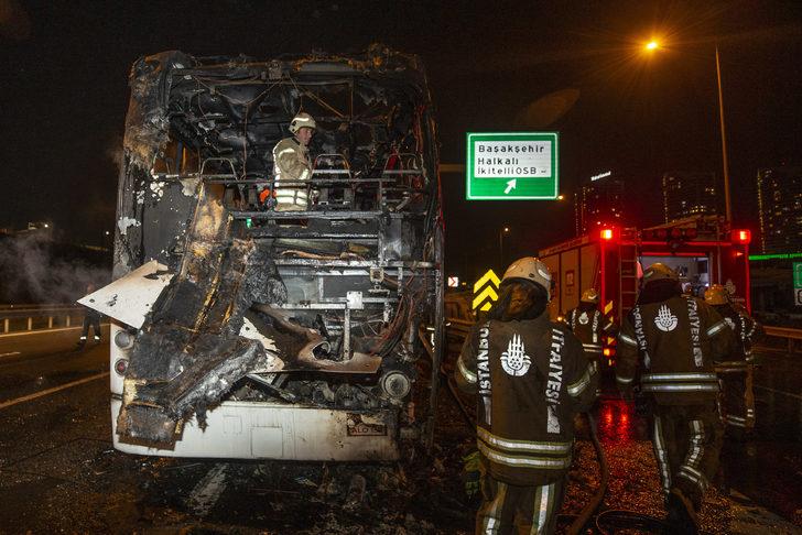 Kuzey Marmara Otoyolu'nda servis minibüsü yandı G4