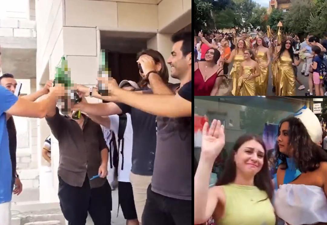 Suriye'deki karnaval g&ouml;r&uuml;nt&uuml;leri g&uuml;ndem yarattı! Marmarita'da i&ccedil;ki i&ccedil;ip dans ederek eğlenen Suriyeliler sosyal medyada olay oldu