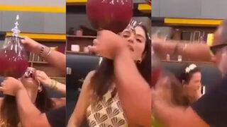 Aslı Bekiroğlu'nun panik anları! Yüzünde cam sebil patladı