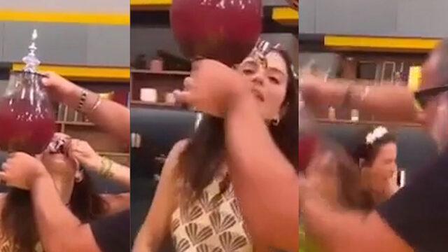 Aslı Bekiroğlu'nun panik anları! Yüzünde cam sebil patladı