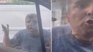 Kapısına dayanıp camları yumrukladı, küfürler etti... Korku dolu anlar kamerada!