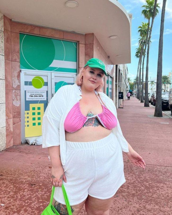 Büyük beden model Abby Bible, pembe bikini üstüyle kalıpları yıktı! Sosyal medyadan yorum yağdı G1