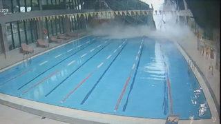 Beykoz'daki spor salonunda çatının çöktüğü dehşet anları kamerada