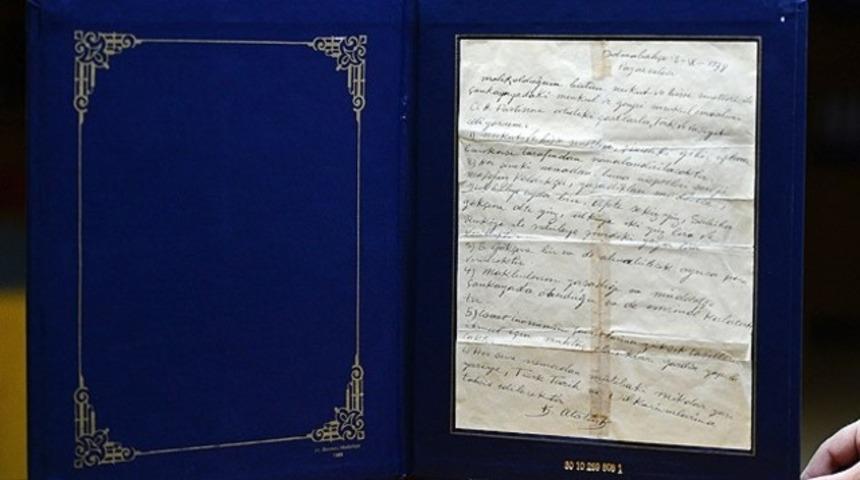 Atatürk'ün vasiyetnamesinin orijinali görüntülendi