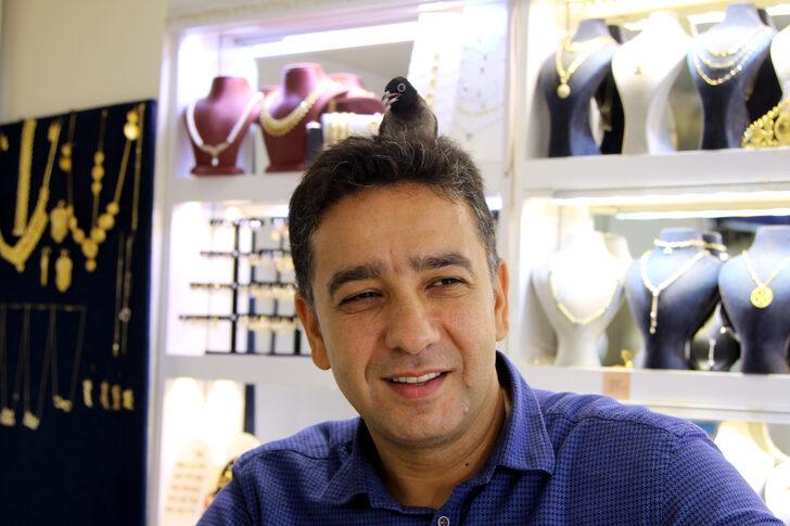 Altın halhallı bülbül "Ökkeş" kuyumcunun maskotu oldu G4