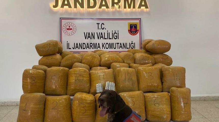 Van'da kayalıklara gizlenmiş 200 kilogram esrar ele geçirildi