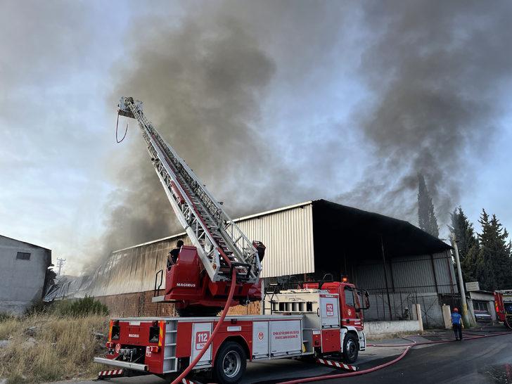 İzmir'de fabrika yangınına müdahale ediliyor G4