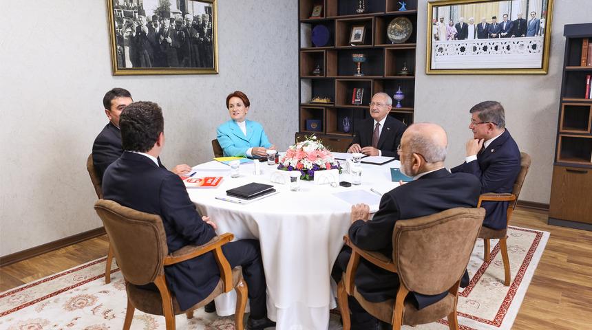 6'lı masa 6. kez toplandı! Altı muhalefet partisinin genel başkanlarından 'ortak cumhurbaşkanı adayı' mesajı