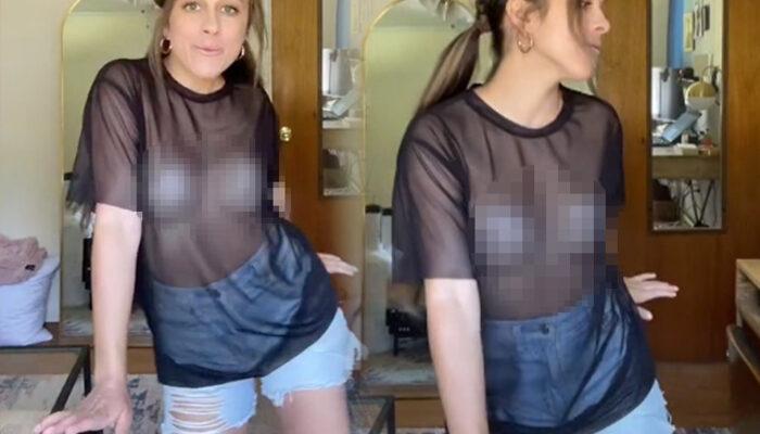 Göğüs ucu olmayan kadın, iç çamaşırsız transparan üstüyle poz verdi! Sosyal medyada olay yarattı