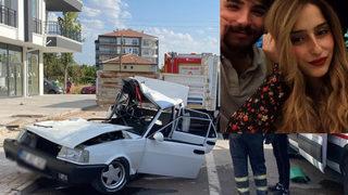 2 haftalık nişanlı çiftin feci sonu! Duran kamyona çarptılar...